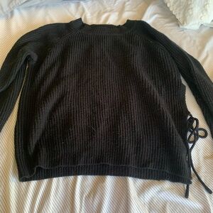SHEIN Black Ribbed Crew Neck Sweater
